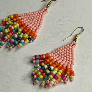 Sunset Rainbow Beaded Earrings – 3”